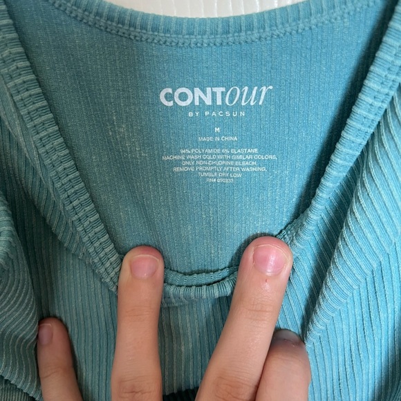 PacSun Aqua Ribbed Top - Picture 2 of 3